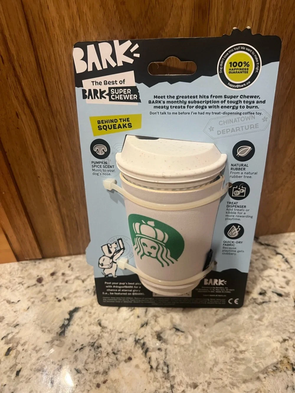 Bark Pumpkin Spice Puppuccino Dog Toy - White & Green